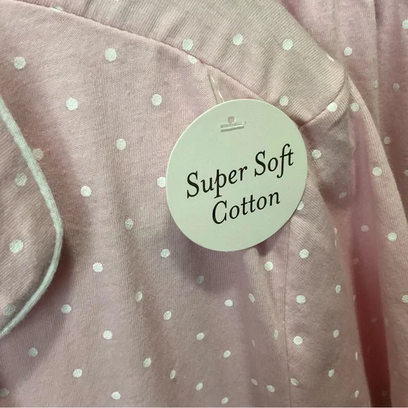 Laura Ashley Pajama Set Pink Polka Dot Sz L Scottie Dog 2pc PJs Cotton Sleepwear - Picture 7 of 10